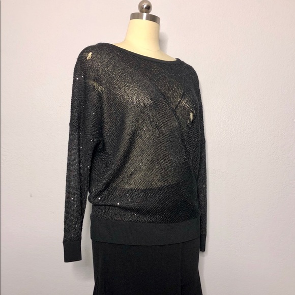 Guess Large Black Sequin Destroyed Knit Sweater - Picture 7 of 7